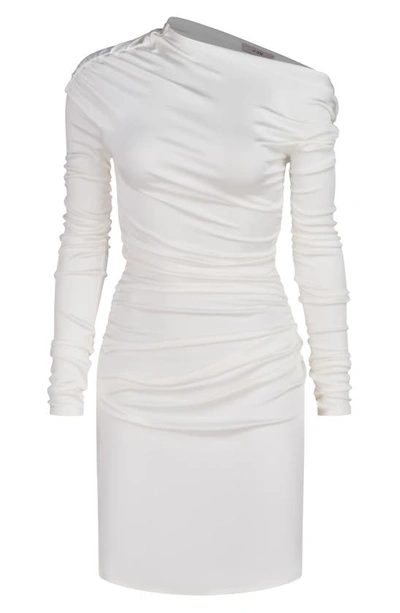 Shop Et Ochs Freya One-shoulder Long Sleeve Ruched Dress In Optic White
