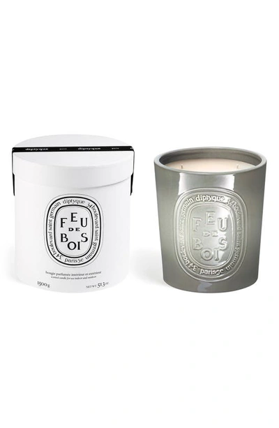 Shop Diptyque Feu De Bois (fire Wood) Large Scented Candle, 51.3 oz In Grey Vessel