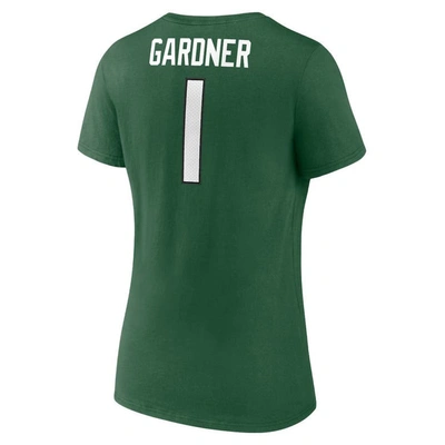 Shop Fanatics Branded Ahmad Sauce Gardner  Black New York Jets Player Icon Name & Number V-neck T-shirt In Green