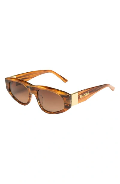 Shop Banbe The Gemma Polarized Rectangular Sunglasses In Stripe Honey Tort