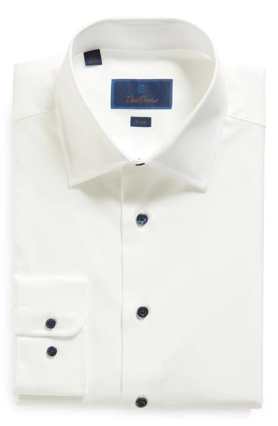 Shop David Donahue Trim Fit Super Fine Twill Dress Shirt In White