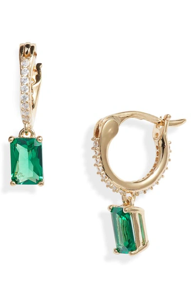 Shop Nadri Emerald Isle Cubic Zirconia Hoop Earrings In Gold/ Green