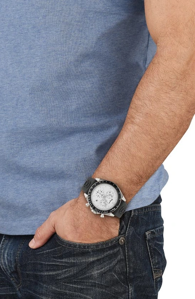 Shop Ferragamo Chronograph Silicone Strap Watch, 43mm In Silver