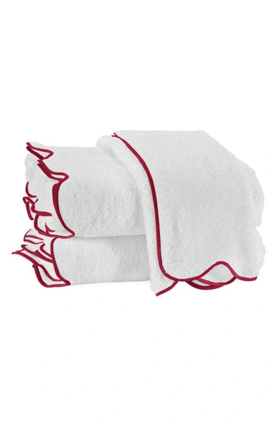 Shop Matouk Cairo Scallop Trim Cotton Hand Towel In Rally Red