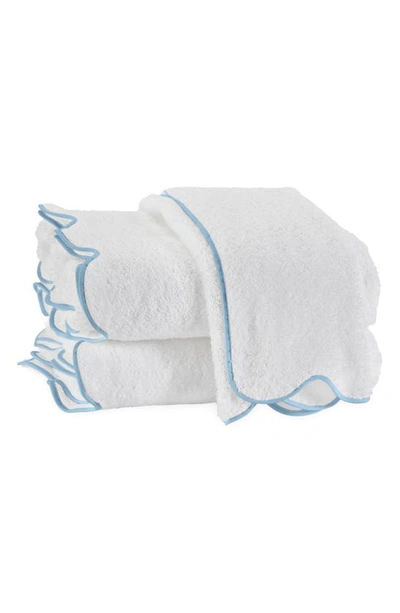 Shop Matouk Cairo Scallop Trim Cotton Hand Towel In Light Blue