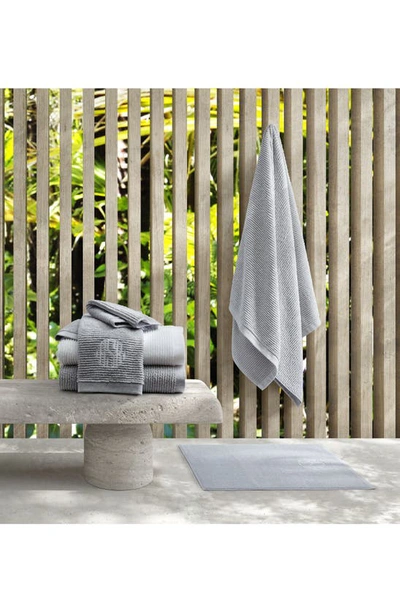 Shop Matouk Aman Rib Cotton Hand Towel In Pool