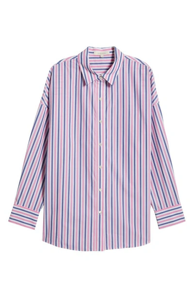 Shop Favorite Daughter Ex-boyfriend Stripe Button-up Shirt In Blue/ Pink Pinstrip
