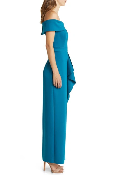 Shop Vince Camuto Ruffle Off The Shoulder Gown In Teal