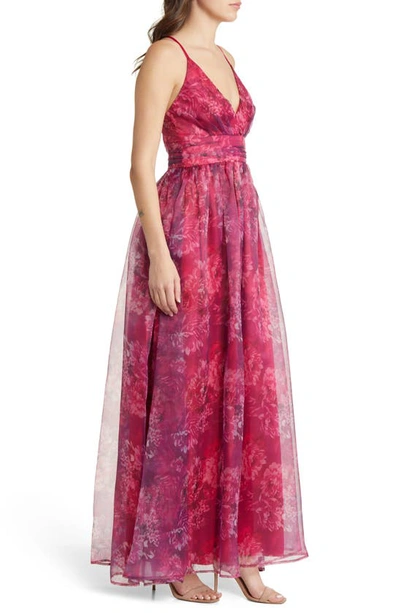 Lulus Romance That Wows Magenta Floral Print Organza Maxi Dress | ModeSens