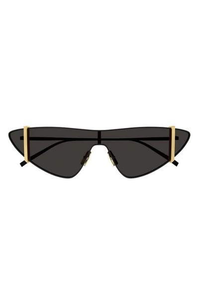 Shop Saint Laurent Boutique Exclusive Shield Sunglasses In Black