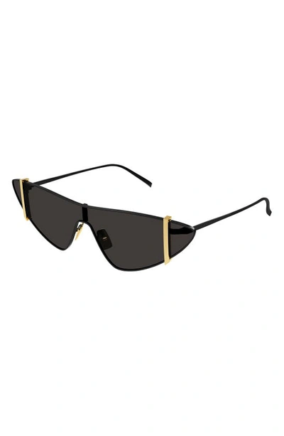 Shop Saint Laurent Boutique Exclusive Shield Sunglasses In Black