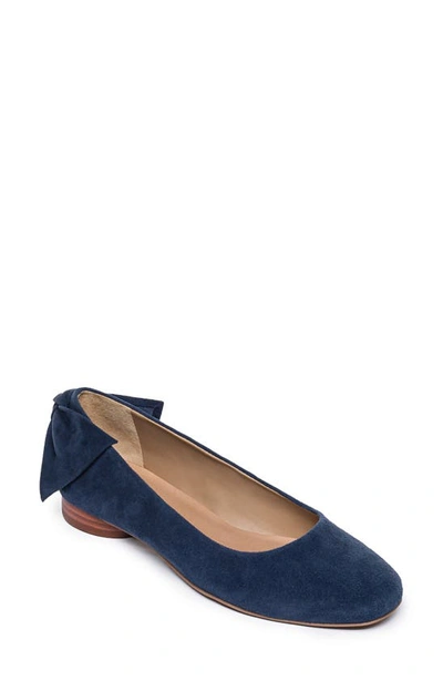 Shop Bernardo Footwear Bernardo Eloise Bow Flat In Navy