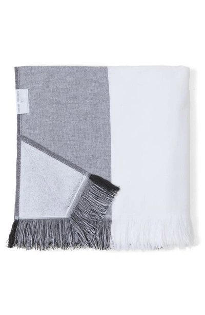 Shop Barefoot Dreams Colorblock Organic Cotton Oversize Towel In Carbon-white