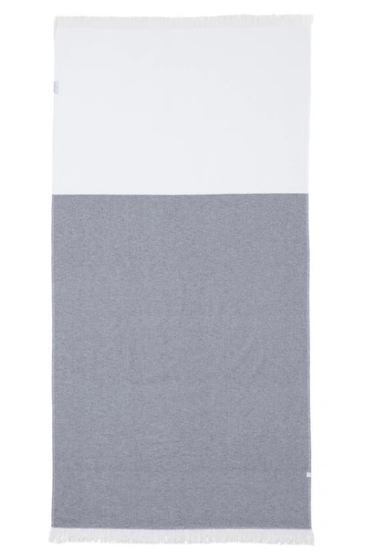 Shop Barefoot Dreams Colorblock Organic Cotton Oversize Towel In Carbon-white