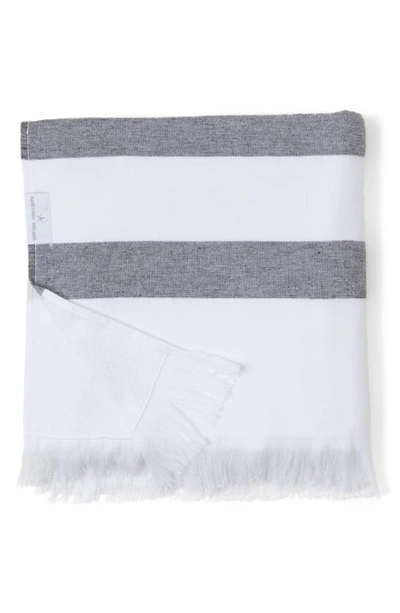Shop Barefoot Dreams Stripe Organic Cotton Beach Towel In White Multi