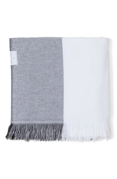 Shop Barefoot Dreams Colorblock Organic Cotton Oversize Towel In Carbon-white