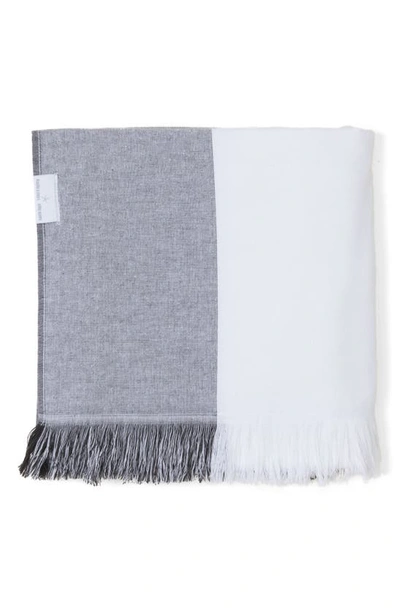 Barefoot Dreams Colorblock Organic Cotton Oversize Towel In Carbon-white