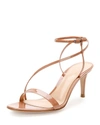 GIANVITO ROSSI ASYMMETRIC PATENT 70MM SANDAL, PRALINE