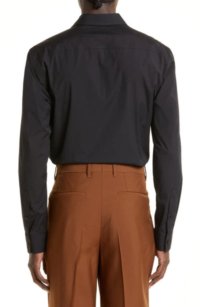 Burberry Sherfield Equestrian Knight Stretch Cotton Poplin Button-up Shirt In Black
