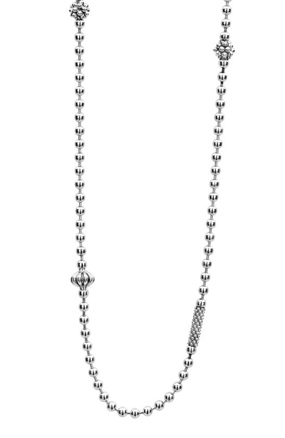 Lagos Sterling Silver Caviar Icon Necklace, 16 In Silver