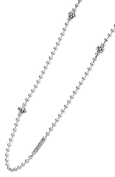 Lagos Sterling Silver Caviar Icon Necklace, 16 In Silver