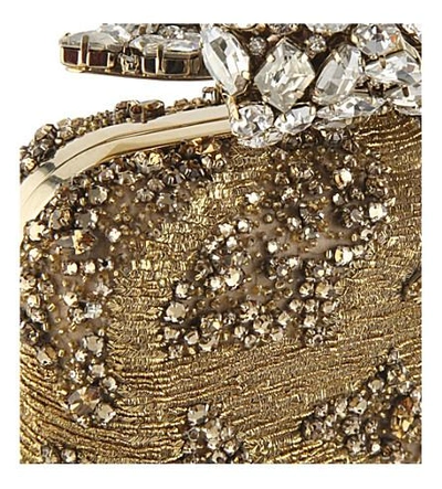 Shop Jimmy Choo Cloud Crystal-embroidered Clutch In Gold