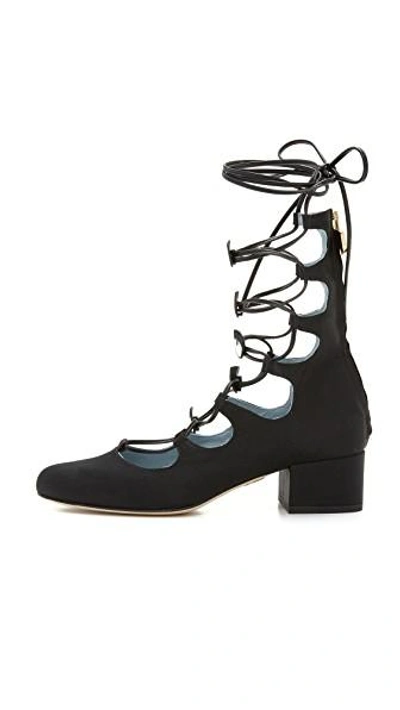 Shop Chiara Ferragni Satin Lace Up Heels In Black