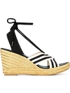 Marc Jacobs Dani Metallic Wedge Espadrille Sandals In Black/white