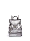 ALEXANDER MCQUEEN Small Charm Chain Metallic Pebbled Leather Backpack