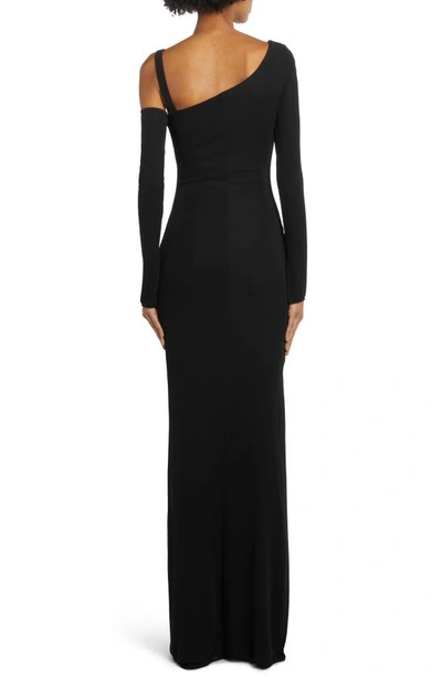 Shop Tom Ford One-shoulder Long Sleeve Jersey Gown In Black