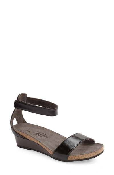 Shop Naot 'pixie' Sandal In Black Raven Luster Leather
