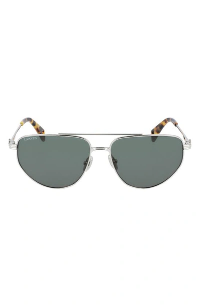 Shop Lanvin Mother & Child 58mm Aviator Sunglasses In Silver/ Green