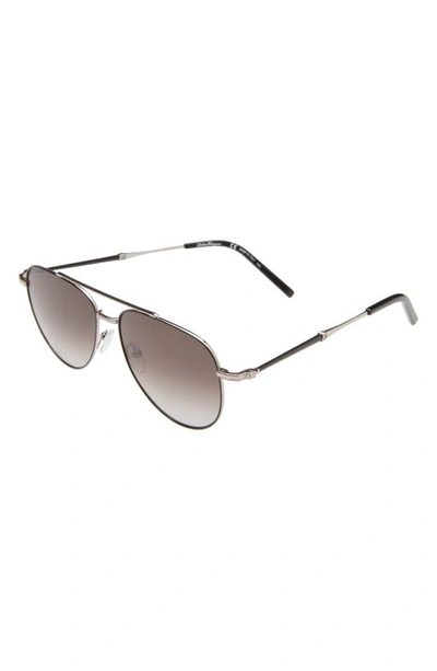 Ferragamo Salvatore  58mm Aviator Sunglasses In Black/light Ruthenium