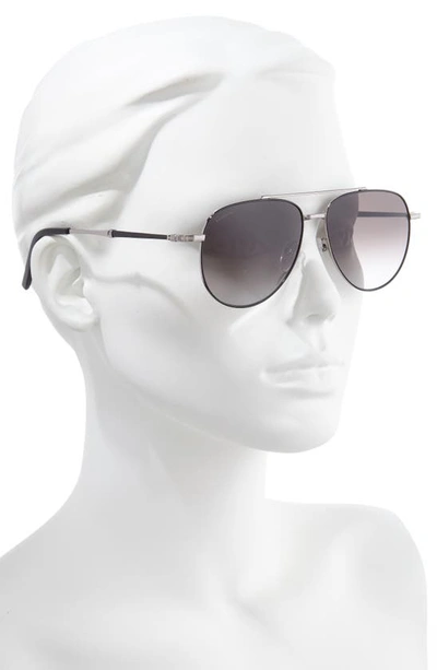 Ferragamo Salvatore  58mm Aviator Sunglasses In Black/light Ruthenium