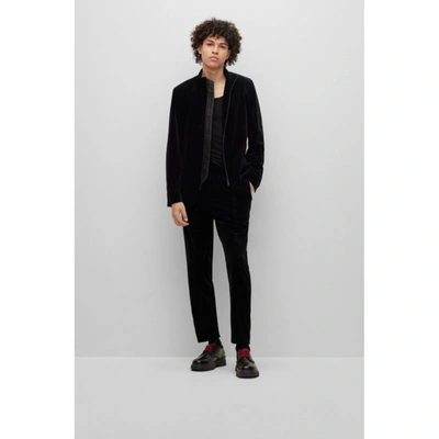 Shop Hugo Extra-slim-fit Jacket In Stretch Velvet In Black