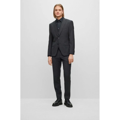 Shop Hugo Boss Slim-fit Three-piece Suit In Stretch Virgin Wool In Black
