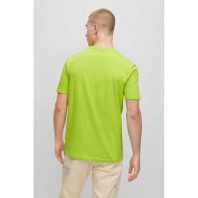 Shop Hugo Boss Cotton-jersey T-shirt With Rubber-print Logo In Green