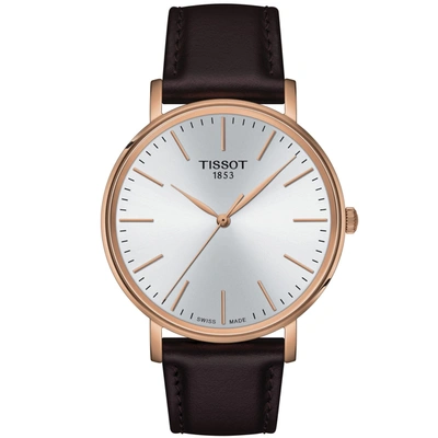 Shop Tissot Men's Everytime Silver Dial Watch In Gold