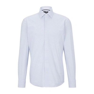 Shop Hugo Boss Regular-fit Shirt In Printed Performance-stretch Jersey In White