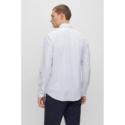 Shop Hugo Boss Regular-fit Shirt In Printed Performance-stretch Jersey In White
