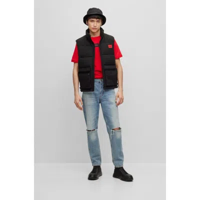 Hugo Boss Regular-fit Cotton T-shirt With Red Logo Label In Pink
