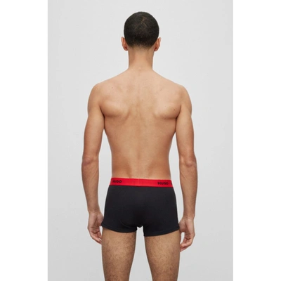 Shop Hugo Three-pack Of Logo-waistband Trunks In Stretch Cotton In Multi