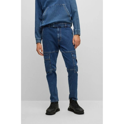 Shop Hugo Tapered-fit Jeans In Blue Denim