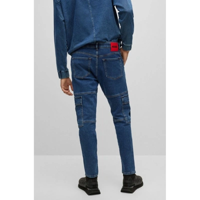 Shop Hugo Tapered-fit Jeans In Blue Denim