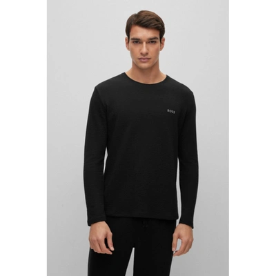 Shop Hugo Boss Cotton-blend Pajama T-shirt With Embroidered Logo In Black