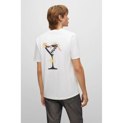 Shop Hugo Relaxed-fit T-shirt In Cotton Jersey With Cocktail Graphics In White