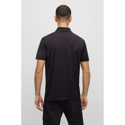Shop Hugo Mercerised-cotton Polo Shirt With Zip Placket In Black