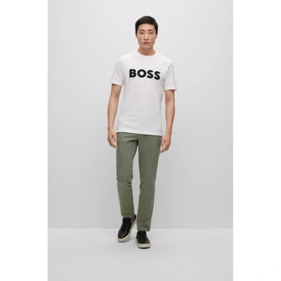 Shop Hugo Boss Cotton-jersey Regular-fit T-shirt With Logo Appliqu In White