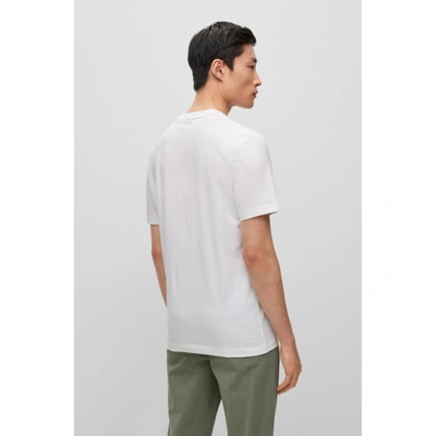 Shop Hugo Boss Cotton-jersey Regular-fit T-shirt With Logo Appliqu In White