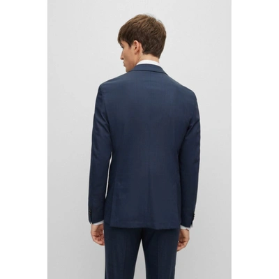 Shop Hugo Boss Slim-fit Suit In A Checked Virgin-wool Blend In Blue